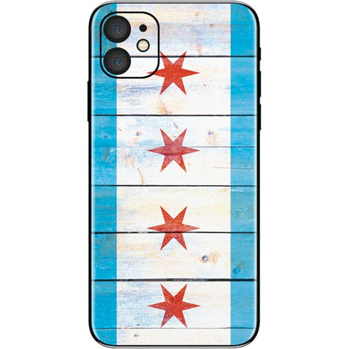 Chicago Flag Light Wood iPhone 11 Skin